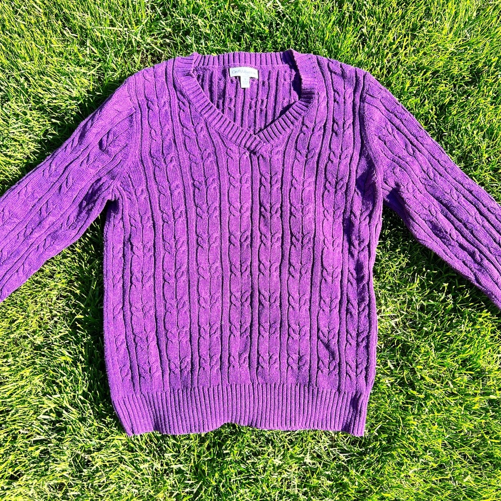 Vintage Croft & Barrow Patterned Purple Knit Sweater